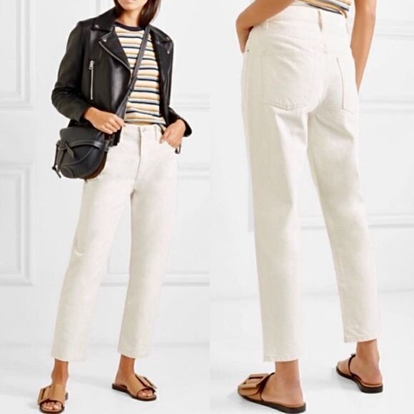 Current/Elliott Off White The Vintage Cropped Slim Jeans Size 26 - Picture 3 of 12